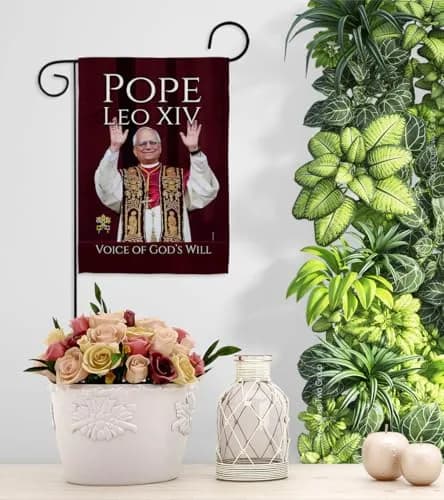 Pope Leo XIV Flag New Era Vatican Memorabilia Garden Flag 13" x 18.5" | Religious Wall Art thumbnail 9