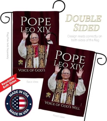 Pope Leo XIV Flag New Era Vatican Memorabilia Garden Flag 13" x 18.5" | Religious Wall Art thumbnail 3