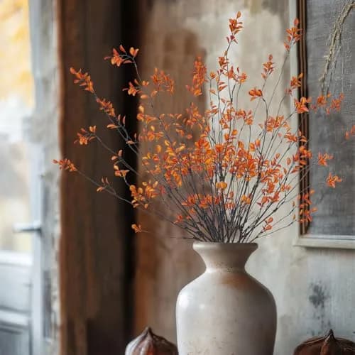 ACRYCS Artificial Greenery Stems 90cm (35.4") Orange Faux Branches | 4 Pcs Vase Filler for Autumn Decor thumbnail 6