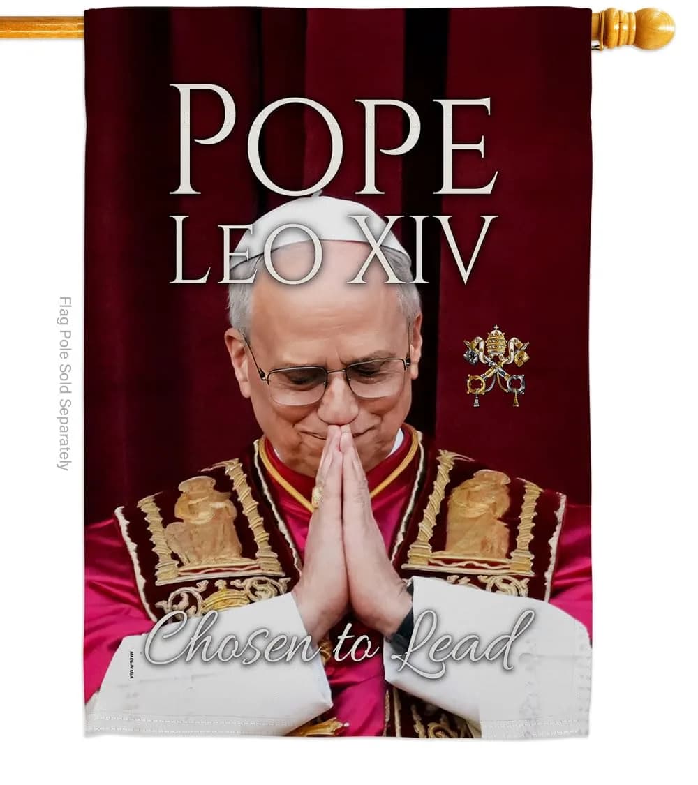 Pope Leo XIV Flag Legacy Banner 28" x 40" | Religious Wall Art with Weather-Resistant Material