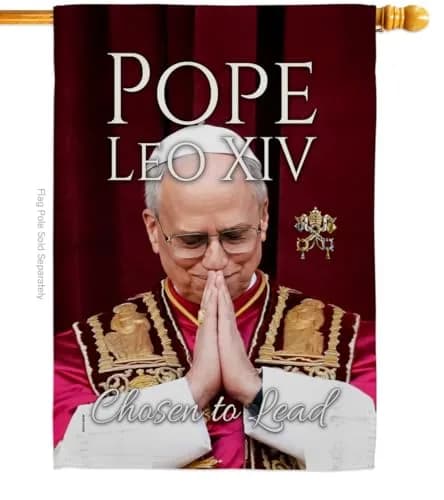 Pope Leo XIV Flag Legacy Banner 28" x 40" | Religious Wall Art with Weather-Resistant Material thumbnail 1