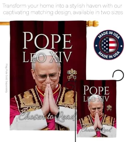 Pope Leo XIV Flag Legacy Banner 28" x 40" | Religious Wall Art with Weather-Resistant Material thumbnail 4
