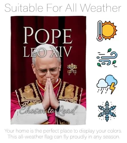 Pope Leo XIV Flag Legacy Banner 28" x 40" | Religious Wall Art with Weather-Resistant Material thumbnail 6