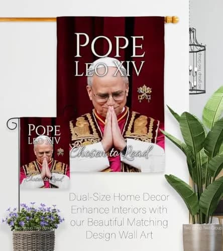 Pope Leo XIV Flag Legacy Banner 28" x 40" | Religious Wall Art with Weather-Resistant Material thumbnail 8