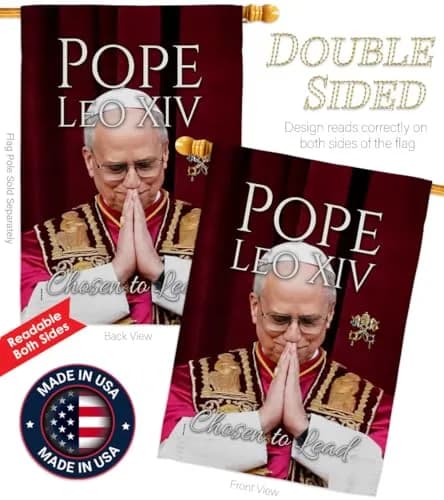 Pope Leo XIV Flag Legacy Banner 28" x 40" | Religious Wall Art with Weather-Resistant Material thumbnail 3