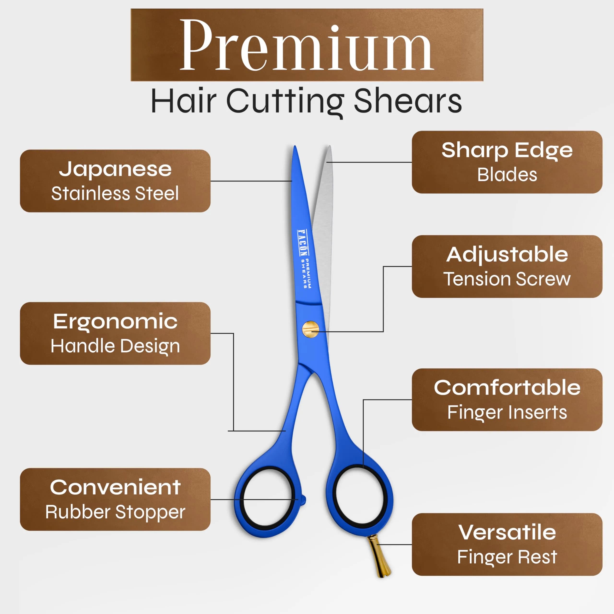FACON Professional Hair Cutting Scissors 6.5 Inch Japanese Stainless Steel Barber Shears | Razor Edge Precision Cutting - view 6