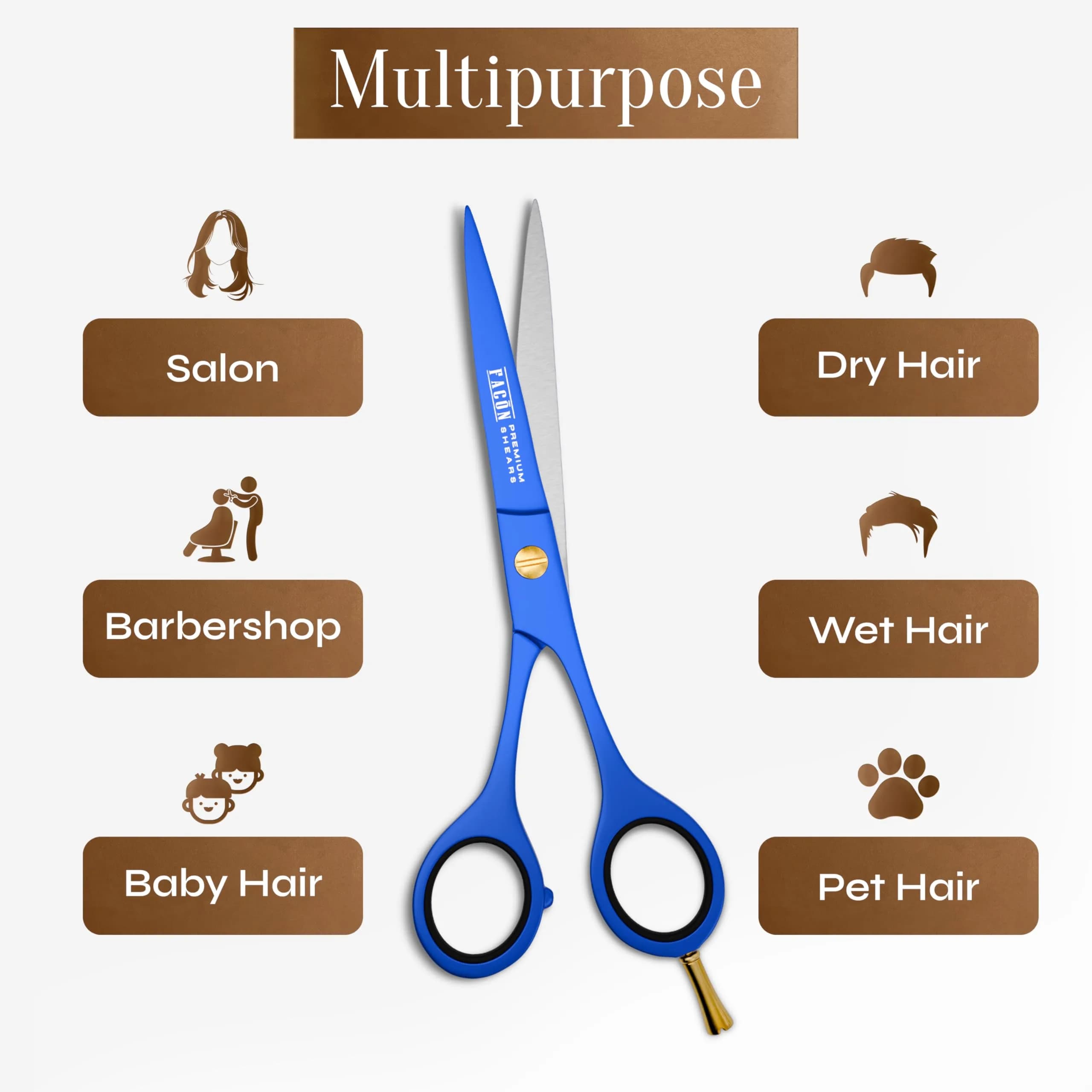 FACON Professional Hair Cutting Scissors 6.5 Inch Japanese Stainless Steel Barber Shears | Razor Edge Precision Cutting - view 8