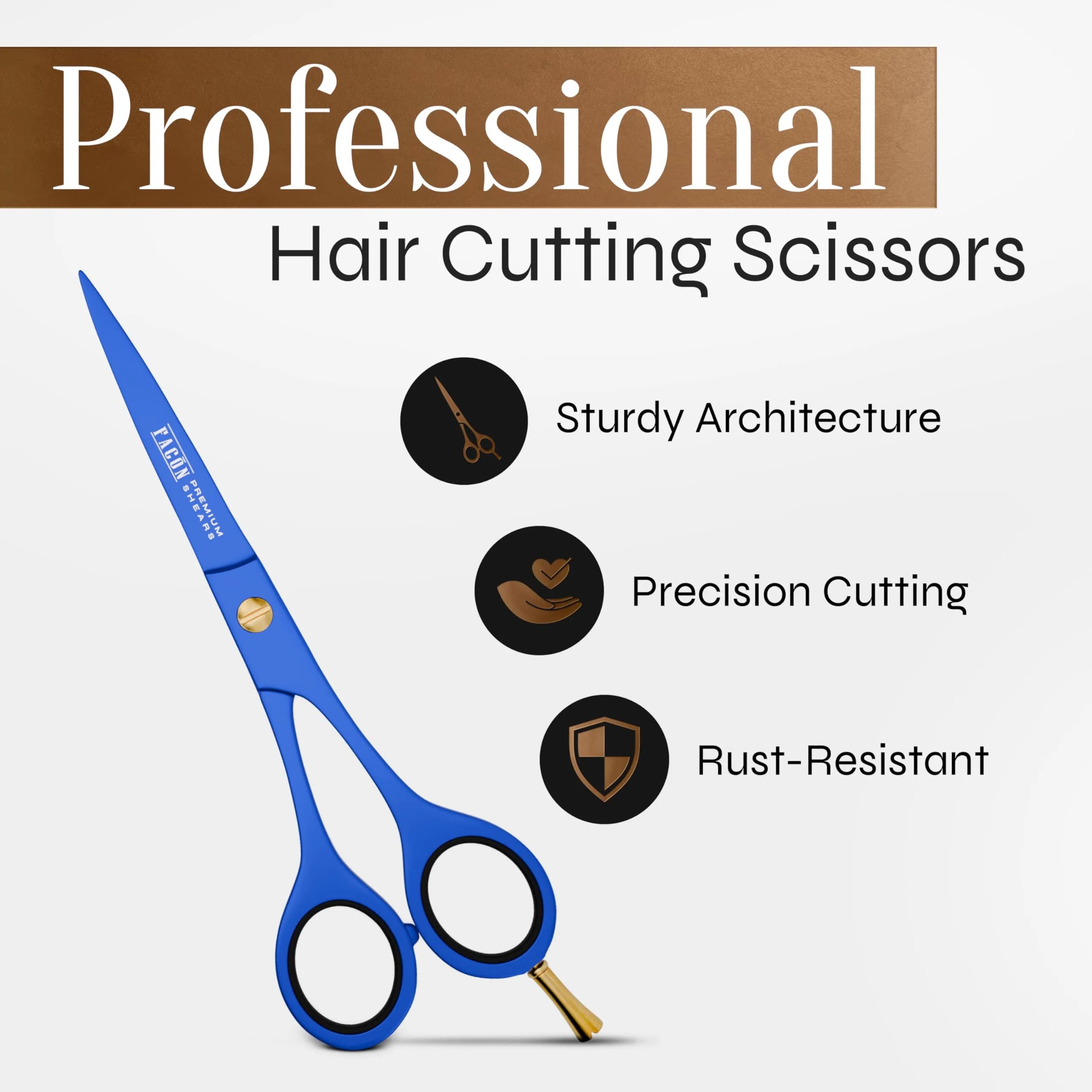 FACON Professional Hair Cutting Scissors 6.5 Inch Japanese Stainless Steel Barber Shears | Razor Edge Precision Cutting - view 2