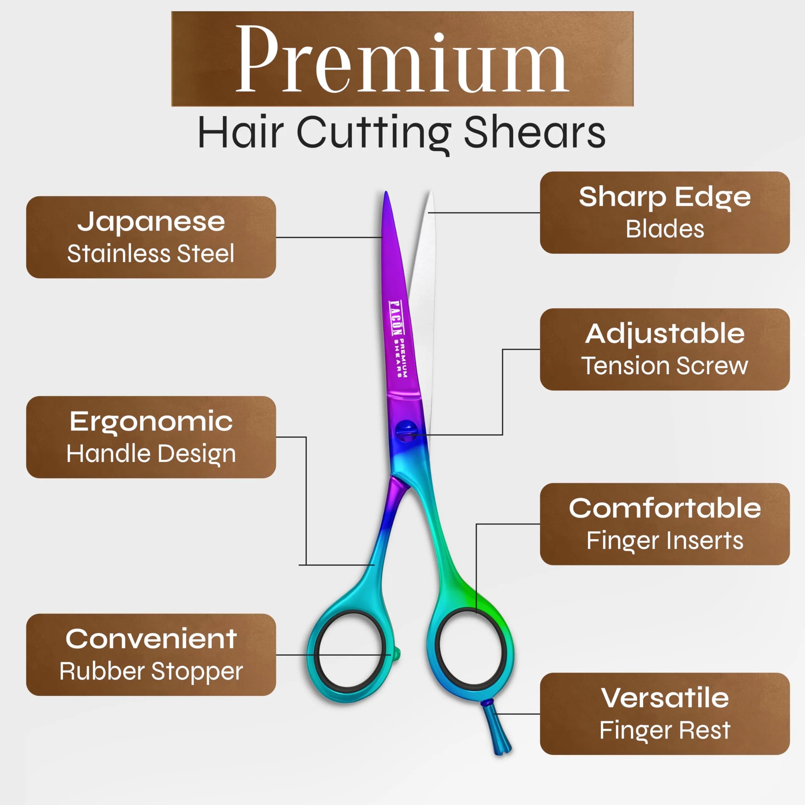 FACON Professional Hair Cutting Scissors 6.5 Inch Japanese Stainless Steel | Razor Edge Barber Shears for Men, Women & Kids - view 6