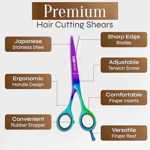 FACON Professional Hair Cutting Scissors 6.5 Inch Japanese Stainless Steel | Razor Edge Barber Shears for Men, Women & Kids thumbnail 6