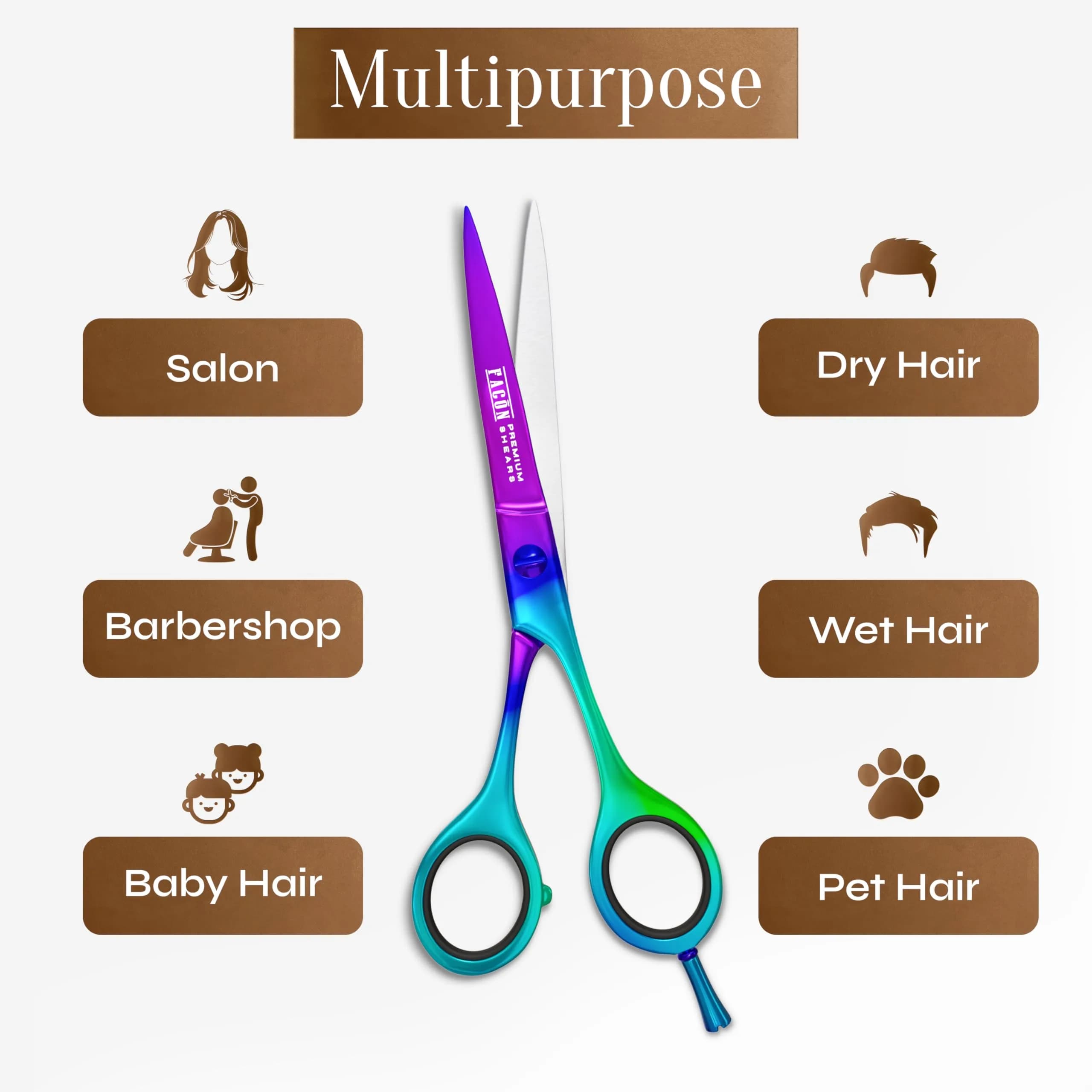 FACON Professional Hair Cutting Scissors 6.5 Inch Japanese Stainless Steel | Razor Edge Barber Shears for Men, Women & Kids - view 8