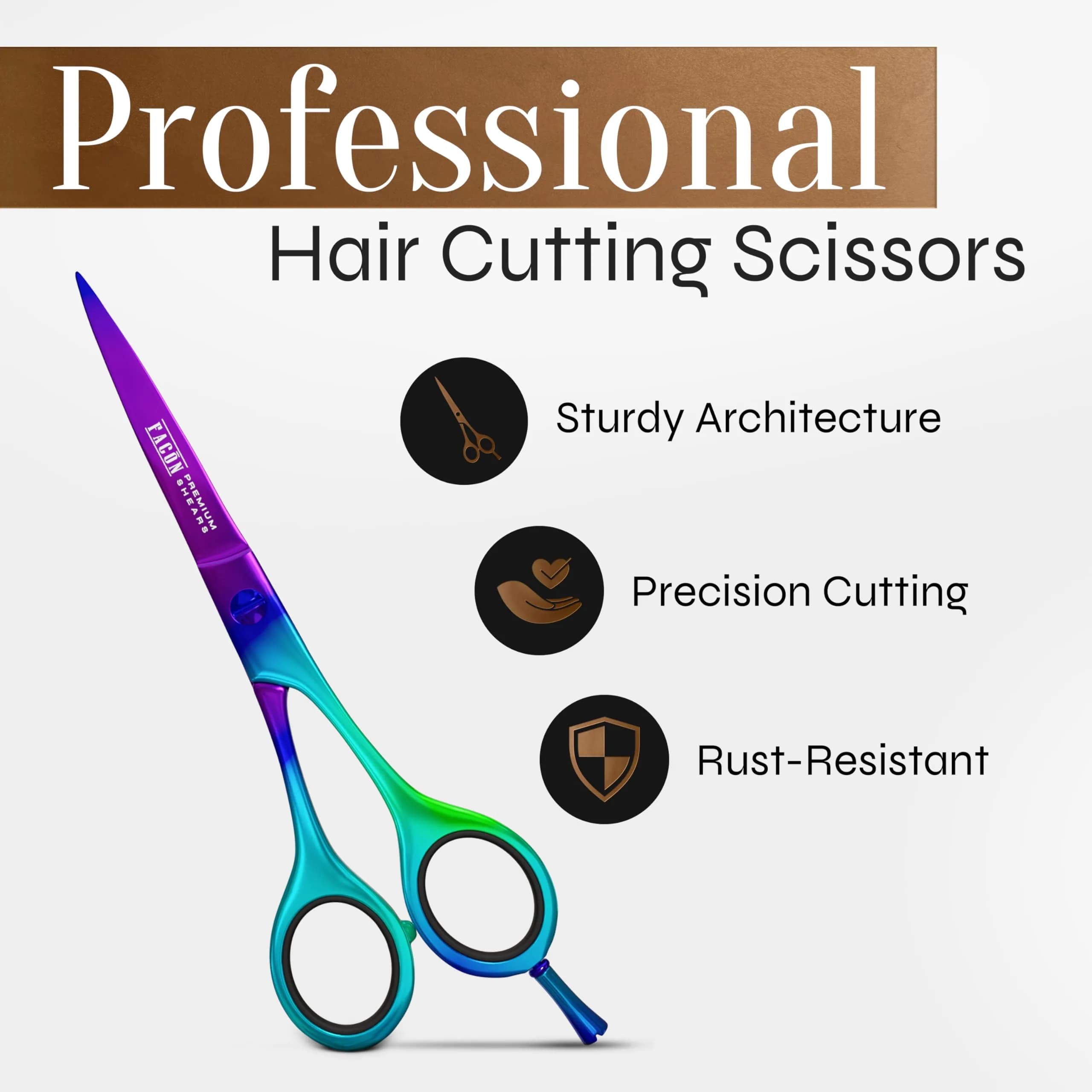 FACON Professional Hair Cutting Scissors 6.5 Inch Japanese Stainless Steel | Razor Edge Barber Shears for Men, Women & Kids - view 2
