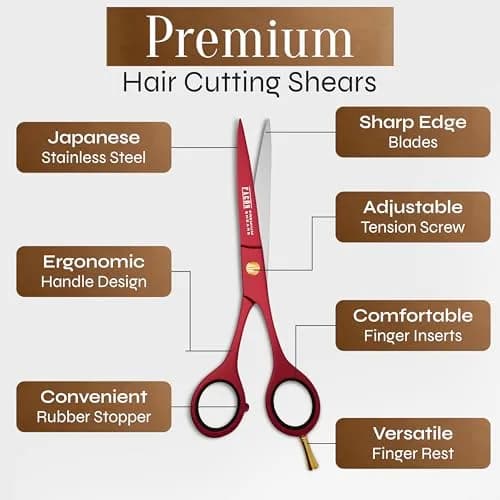 FACON Professional Hair Cutting Scissors 6.5 Inch Razor Edge Barber Shears | Japanese Stainless Steel thumbnail 6