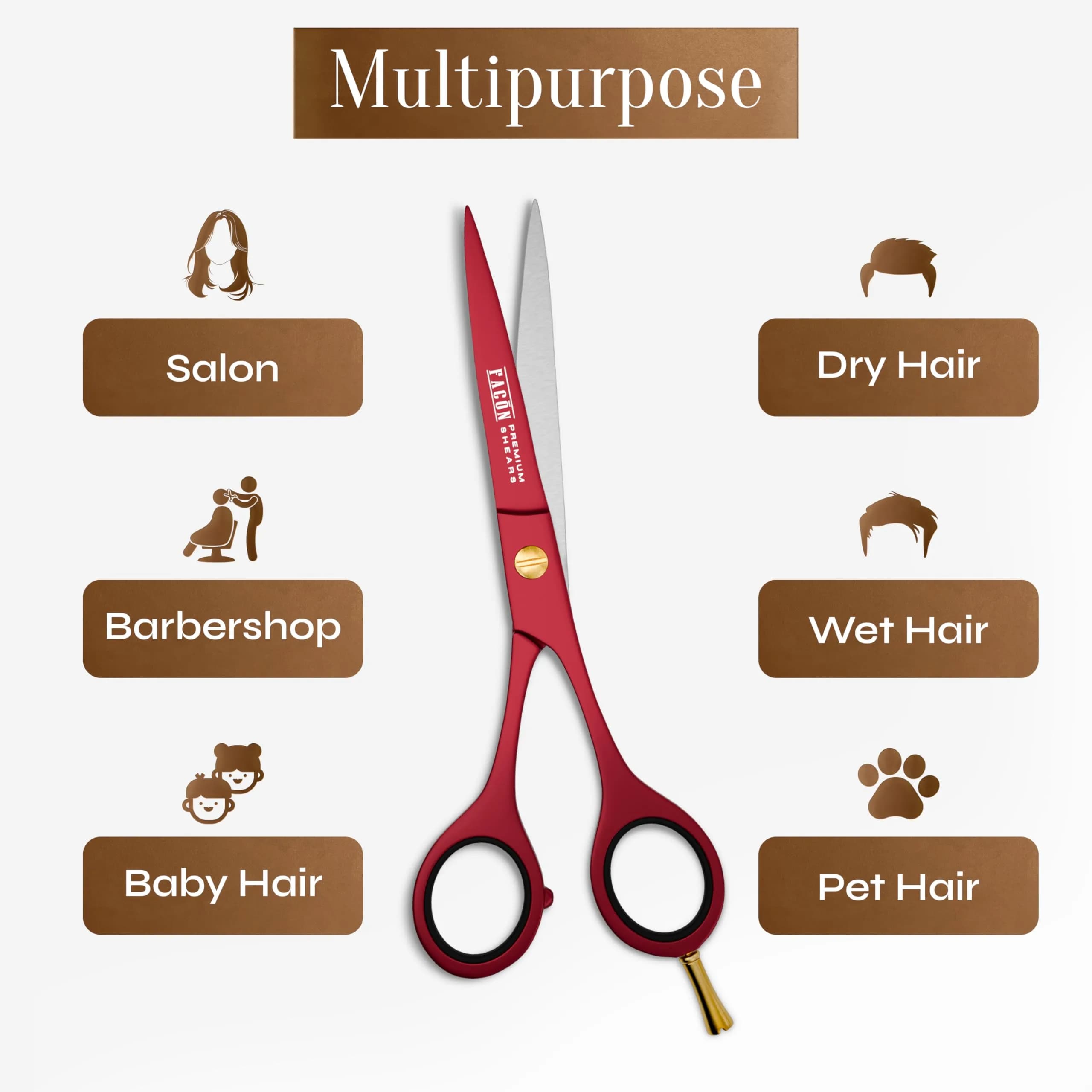 FACON Professional Hair Cutting Scissors 6.5 Inch Razor Edge Barber Shears | Japanese Stainless Steel - view 8