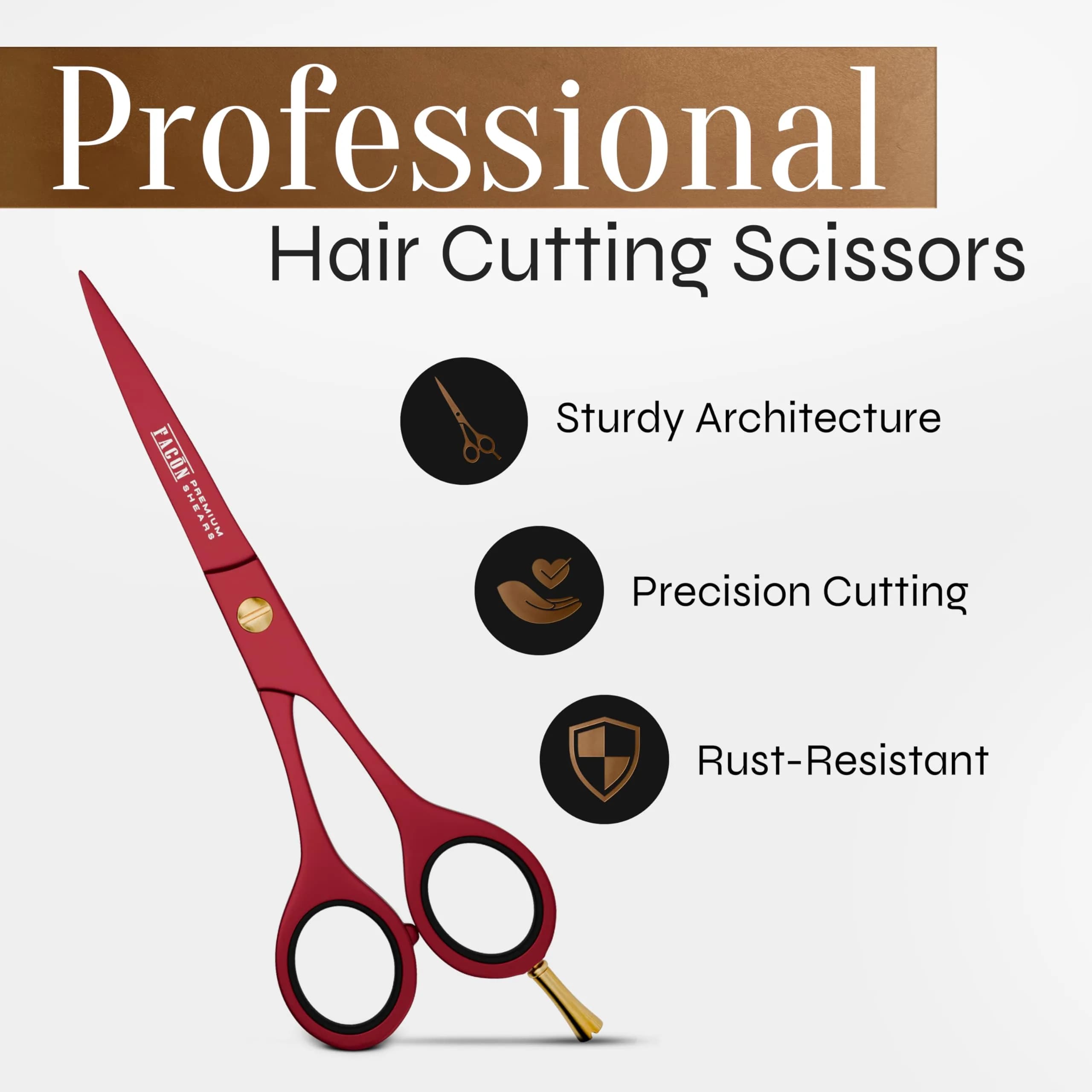 FACON Professional Hair Cutting Scissors 6.5 Inch Razor Edge Barber Shears | Japanese Stainless Steel - view 2