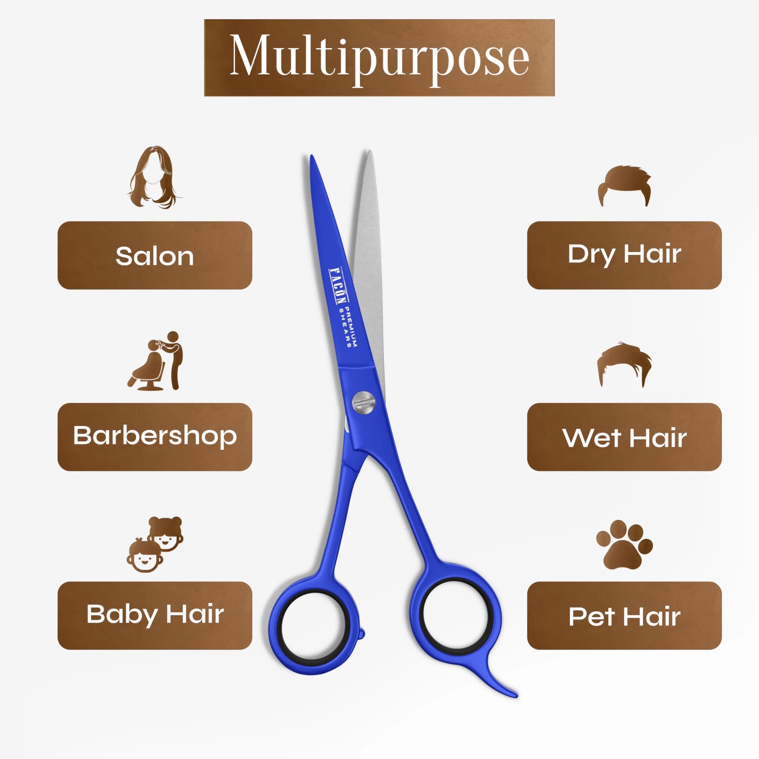 FACON Professional Hair Cutting Scissors 6.5 Inch Japanese Stainless Steel Barber Shears | Razor Edge Precision for Men, Women & Kids - view 8