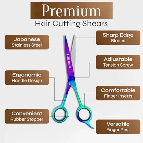 FACON Professional Hair Cutting Scissors 6.5 Inch Japanese Stainless Steel Barber Shears | Razor Edge Precision for Men, Women & Kids thumbnail 6