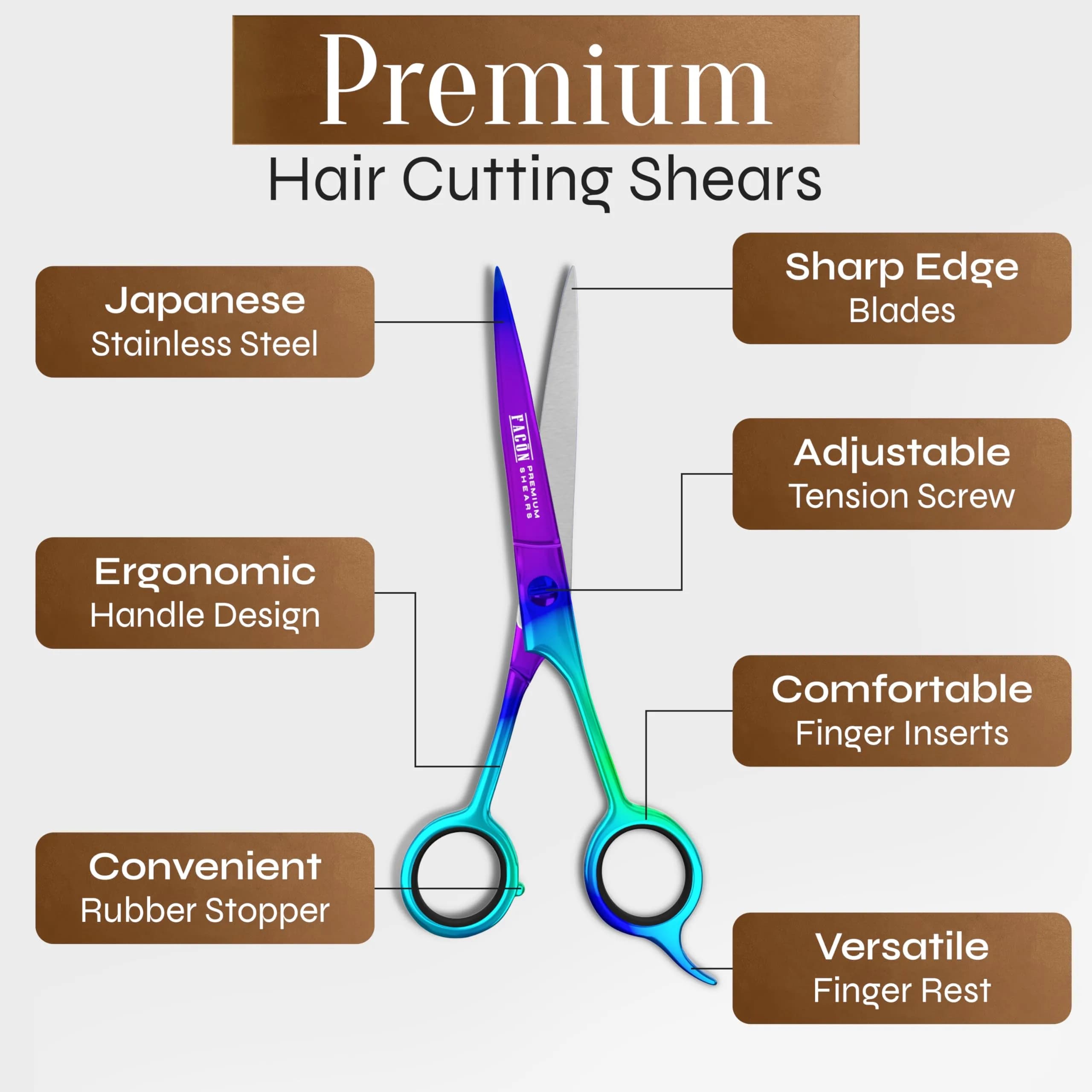 FACON Professional Hair Cutting Scissors 6.5 Inch Japanese Stainless Steel Barber Shears | Razor Edge Precision for Men, Women & Kids - view 6