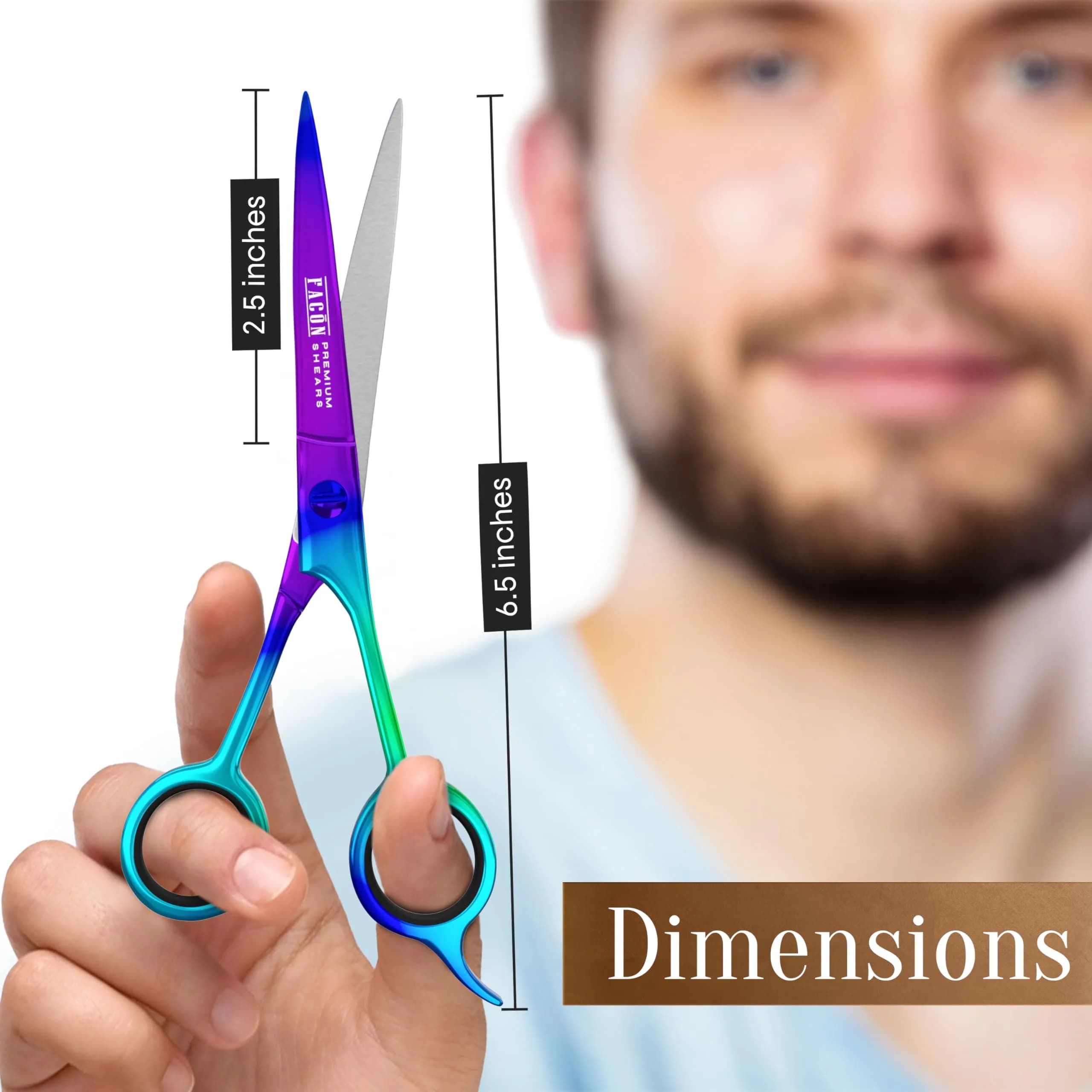 FACON Professional Hair Cutting Scissors 6.5 Inch Japanese Stainless Steel Barber Shears | Razor Edge Precision for Men, Women & Kids - view 7