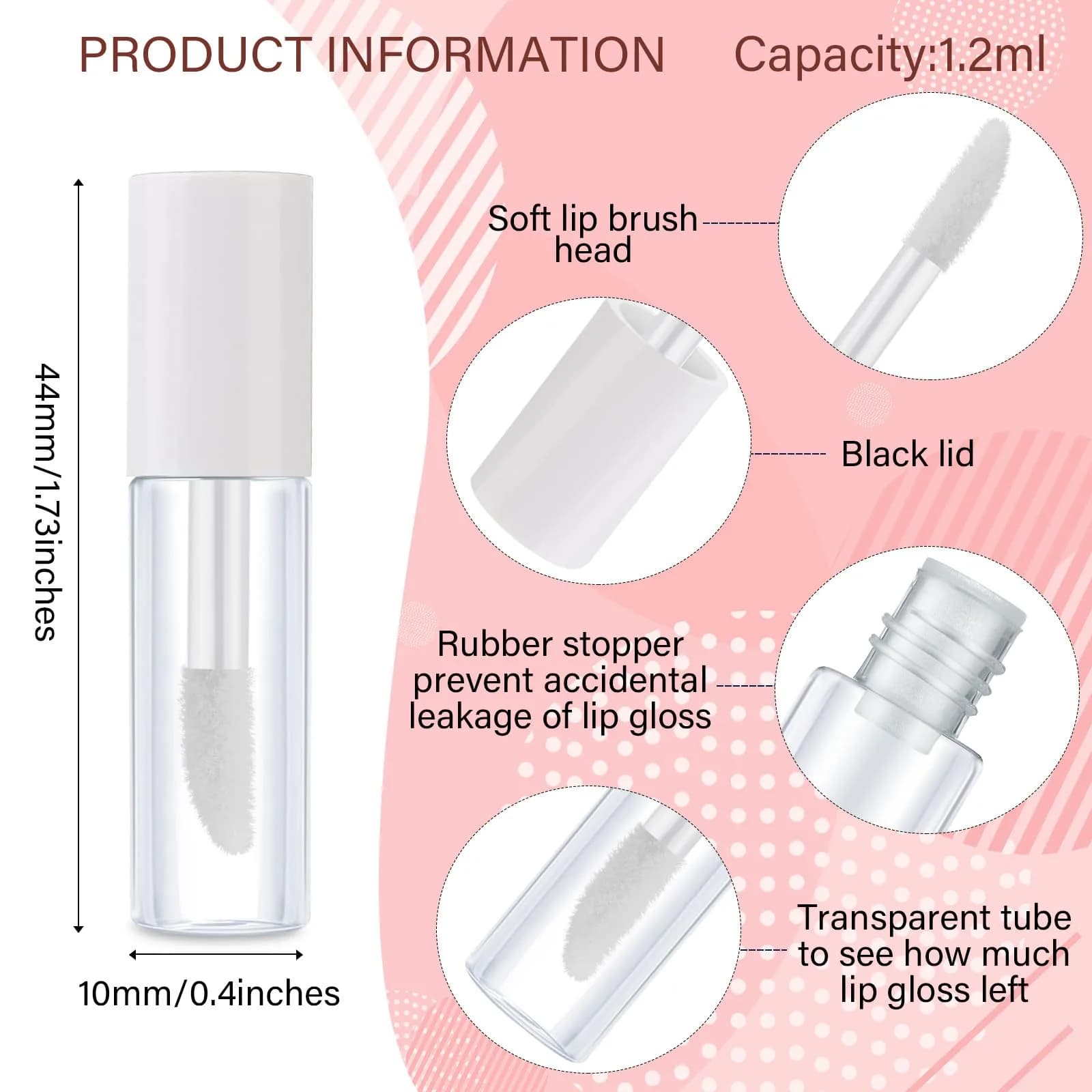 Patelai 1.2ml White Mini Lip Gloss Tubes (100-Pack) | DIY Cosmetic Containers for Travel - view 2