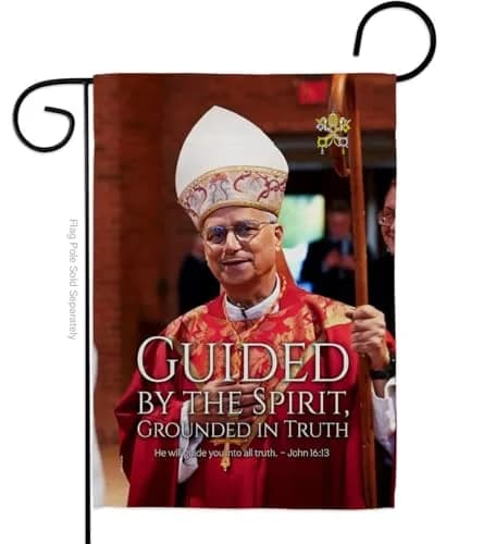 Pope Memorabilia Guided By Spirit Pope Leo XIV Garden Flag 13" x 18.5" | Religious Yard Sign Decor thumbnail 1