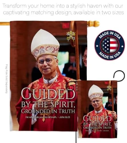 Pope Memorabilia Guided By Spirit Pope Leo XIV Garden Flag 13" x 18.5" | Religious Yard Sign Decor thumbnail 4