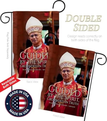 Pope Memorabilia Guided By Spirit Pope Leo XIV Garden Flag 13" x 18.5" | Religious Yard Sign Decor thumbnail 3