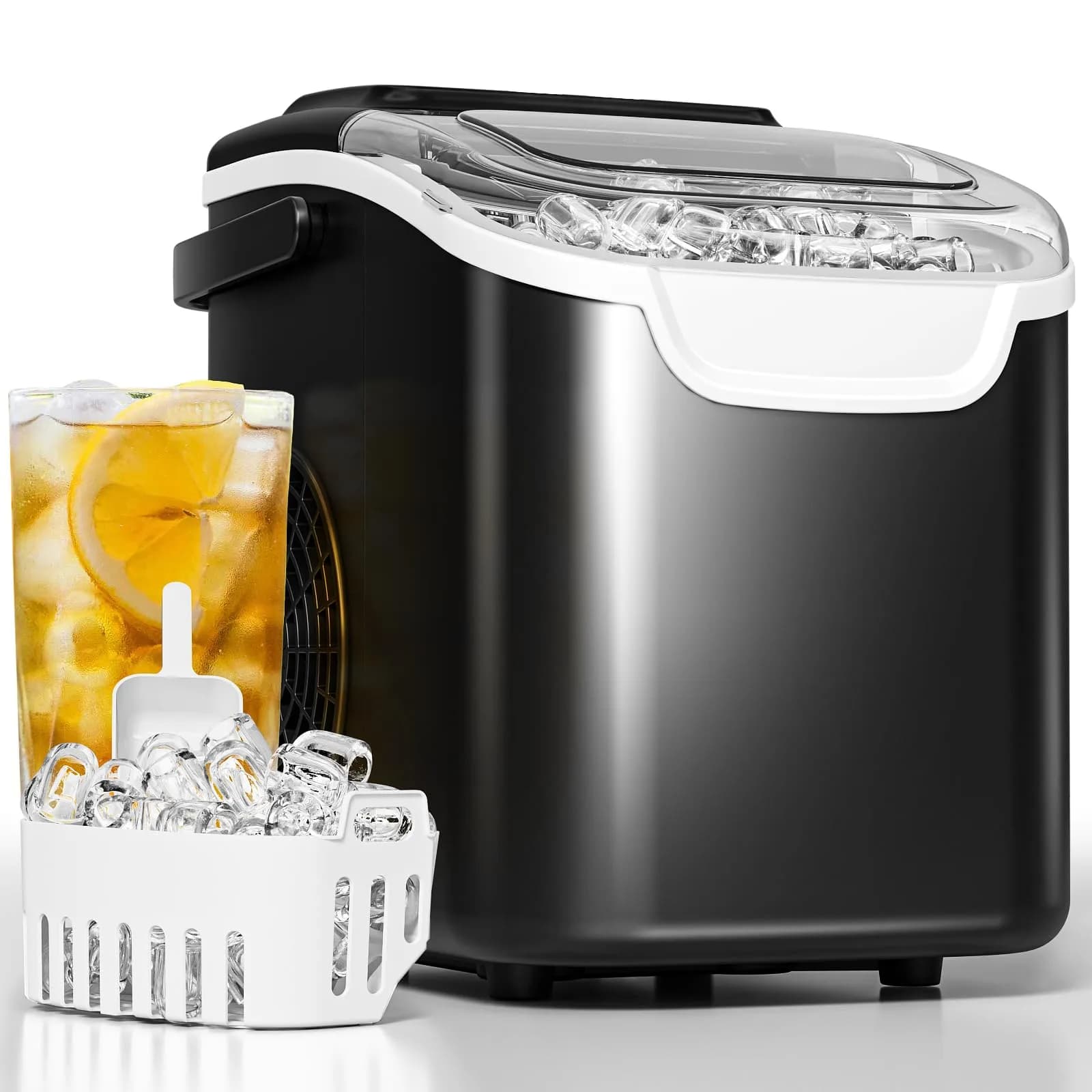 Electactic Countertop Ice Maker Machine Black 5.81 kg (12.8 lb) | Makes 8 Bullet Ice Cubes in 6 Mins - main product image