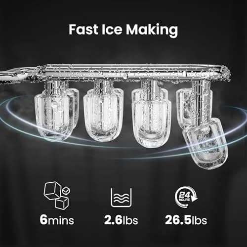 Electactic Countertop Ice Maker Machine Black 5.81 kg (12.8 lb) | Makes 8 Bullet Ice Cubes in 6 Mins thumbnail 3