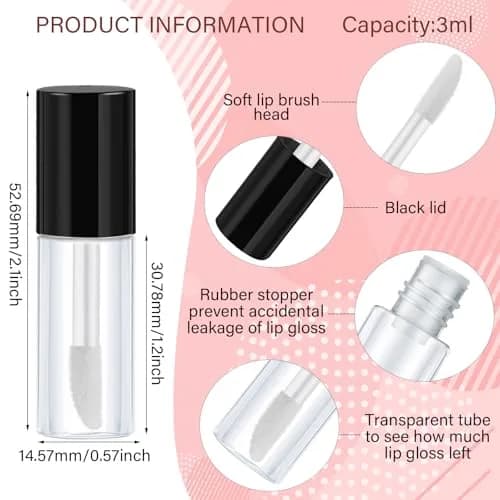 Patelai 100 Pieces Clear Mini Lip Gloss Tubes 3ml (0.1 Fl Oz) | Refillable Empty Containers for DIY Makeup thumbnail 2