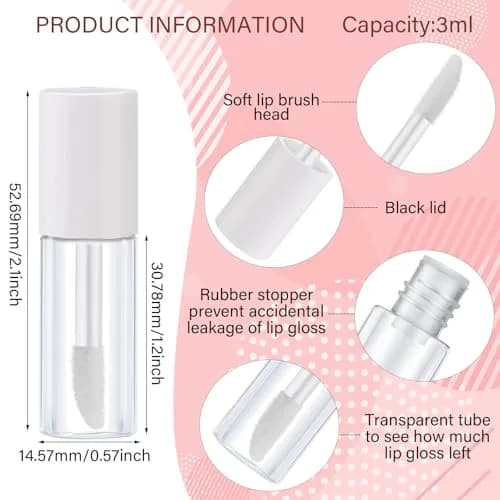 Patelai Clear Mini Lip Gloss Tubes 3ml (0.1 Fl Oz) | 100-Piece DIY Cosmetic Containers thumbnail 2