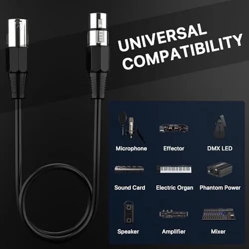 EBXYA XLR Cable 2ft | 6 Pack, High-Fidelity Microphone Cable with 3-Pin XLR Male to Female thumbnail 5