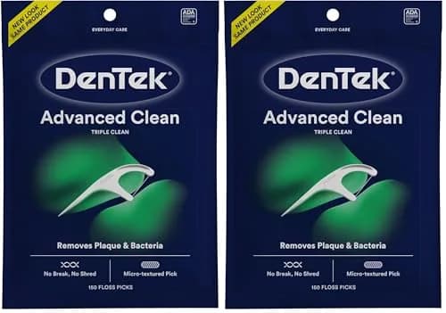 DenTek Advanced Clean Floss Picks 300 Count (150 Count Pack of 2) | Fluoride & Mint Infused thumbnail 1
