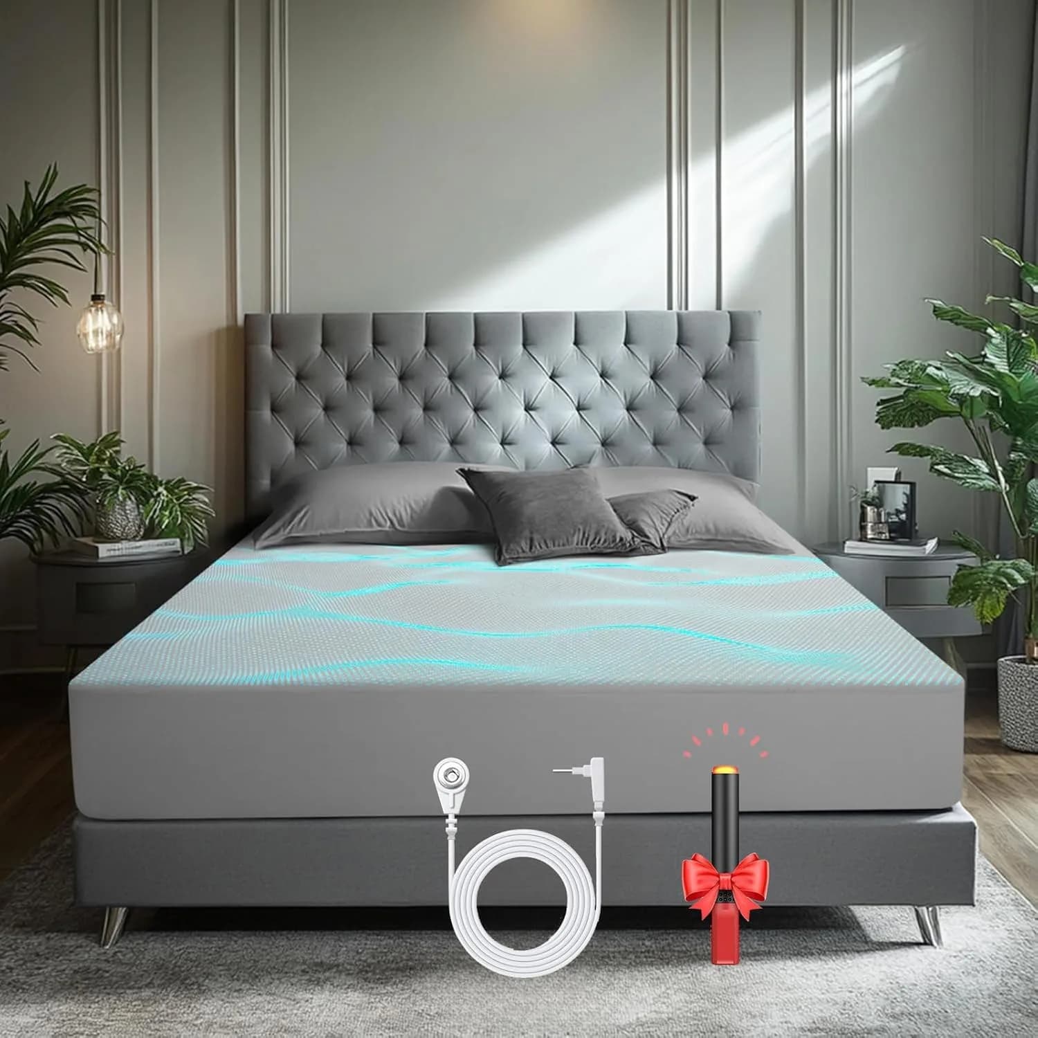 ATE Health Organic Cotton Grounding Sheet King Size 203cm x 229cm x 38cm | Connects to Earth for Better Sleep - main product image