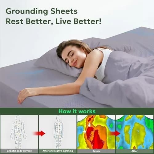 ATE Health Organic Cotton Grounding Sheet King Size 203cm x 229cm x 38cm | Connects to Earth for Better Sleep thumbnail 2