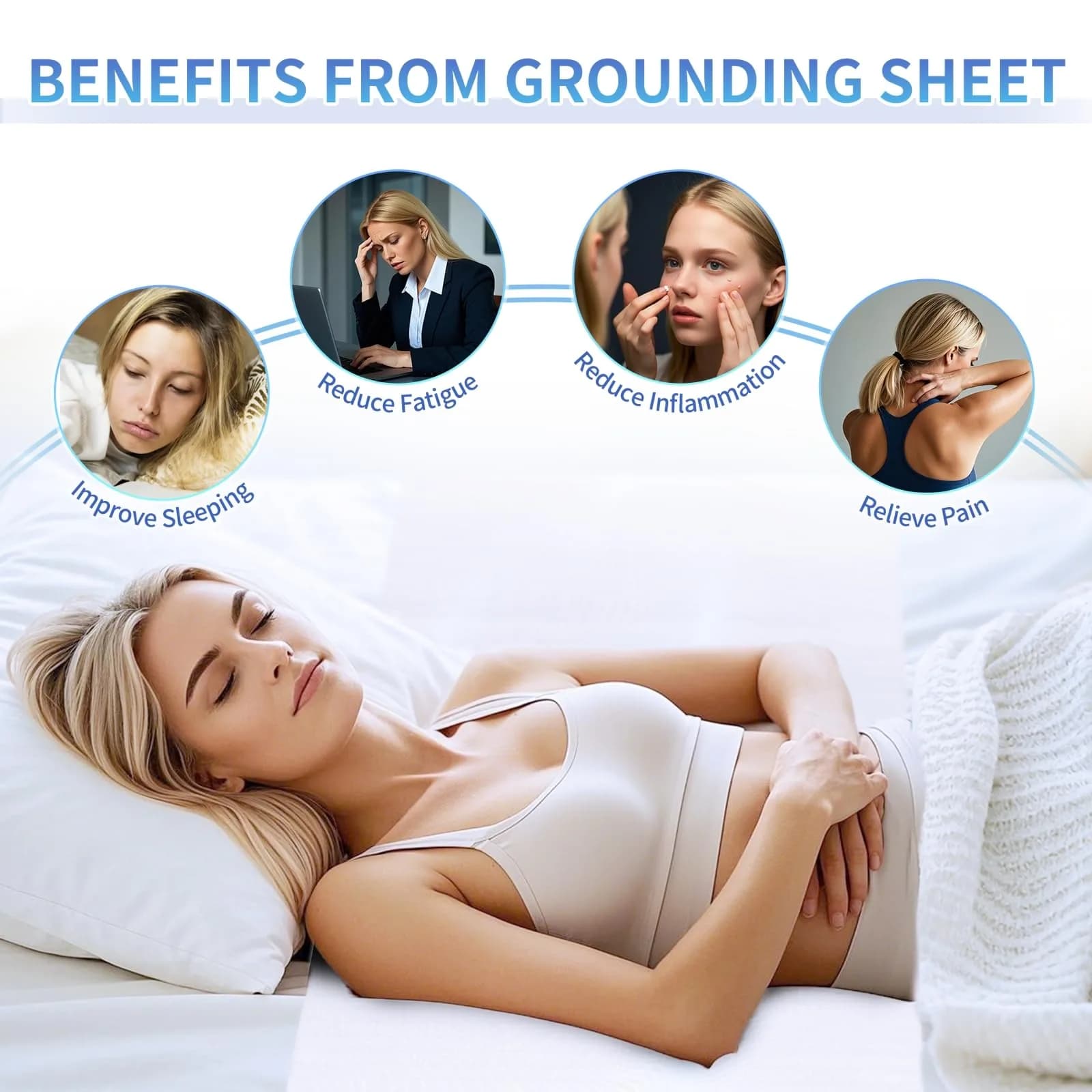 ATE Health Organic Cotton Grounding Sheet King Size 203cm x 229cm x 38cm | Connects to Earth for Better Sleep - view 4