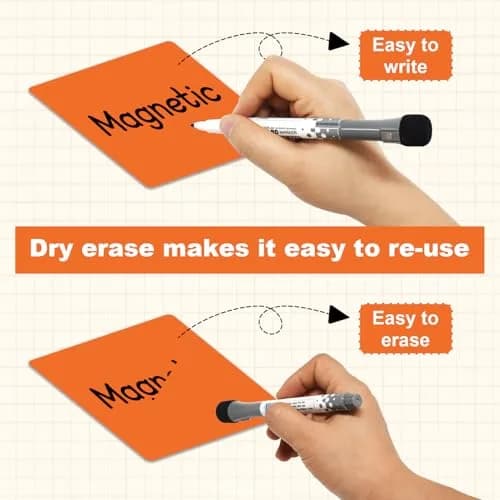 NIUBIKLUS Reusable Magnetic Sticky Notes 3" x 3" (36-Pack) | Dry Erase Labels for Whiteboard, Fridge, Locker thumbnail 4