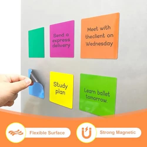 NIUBIKLUS Reusable Magnetic Sticky Notes 3" x 3" (36-Pack) | Dry Erase Labels for Whiteboard, Fridge, Locker thumbnail 6