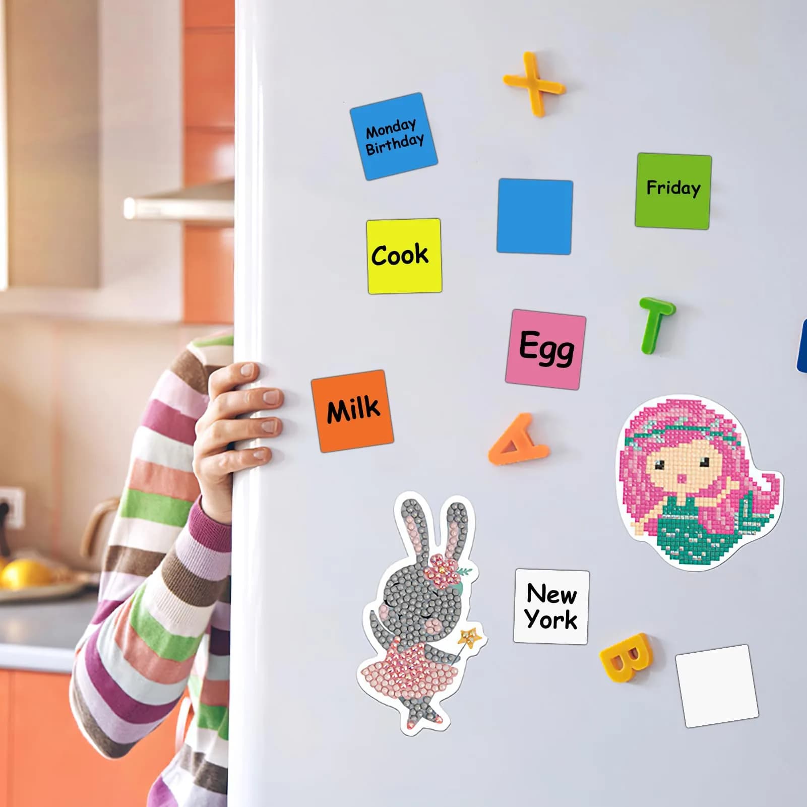 NIUBIKLUS Reusable Magnetic Sticky Notes 3" x 3" (36-Pack) | Dry Erase Labels for Whiteboard, Fridge, Locker - view 7