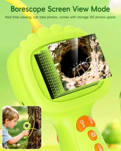 Ashfly Green Borescope Camera with Light for Kids, 7.9mm Lens & 2.4" HD Screen | STEM Educational Toy for Nature Exploration thumbnail 5