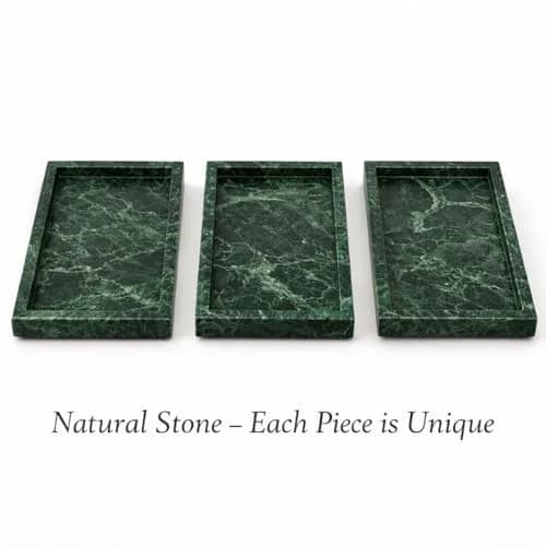 KC KULLICRAFT Natural Green Marble Tray 10" x 6" (25 x 15 cm) | Solid Stone Organizer for Bathroom, Vanity, Kitchen thumbnail 8