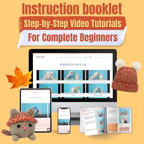 CRAFTILOO Beginner Loom Knitting Kit for Kids - Make a Hat & Cat | Ages 8+ | Includes 2 Looms, Yarn, Tools thumbnail 4