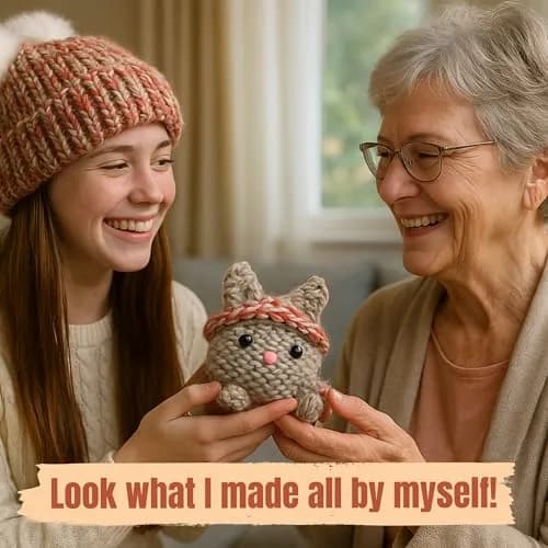 CRAFTILOO Beginner Loom Knitting Kit for Kids - Make a Hat & Cat | Ages 8+ | Includes 2 Looms, Yarn, Tools thumbnail 5