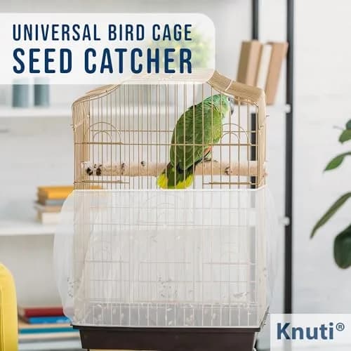 KNUTI White Bird Cage Seed Catcher Mesh Skirt Cover | Universal Fit, Durable Nylon, Easy Wash, Mess Prevention (Extra Small) thumbnail 4