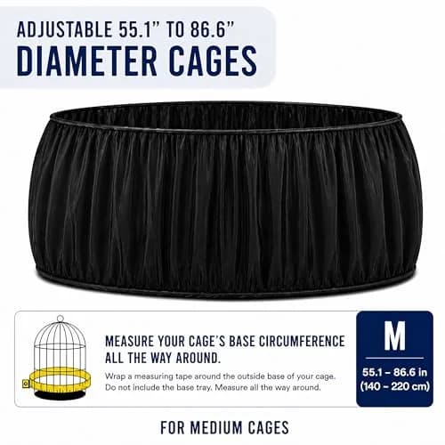 KNUTI Universal Bird Cage Seed Catcher Mesh Skirt Cover Black | Stretchy Small Animal Cage Protector thumbnail 3