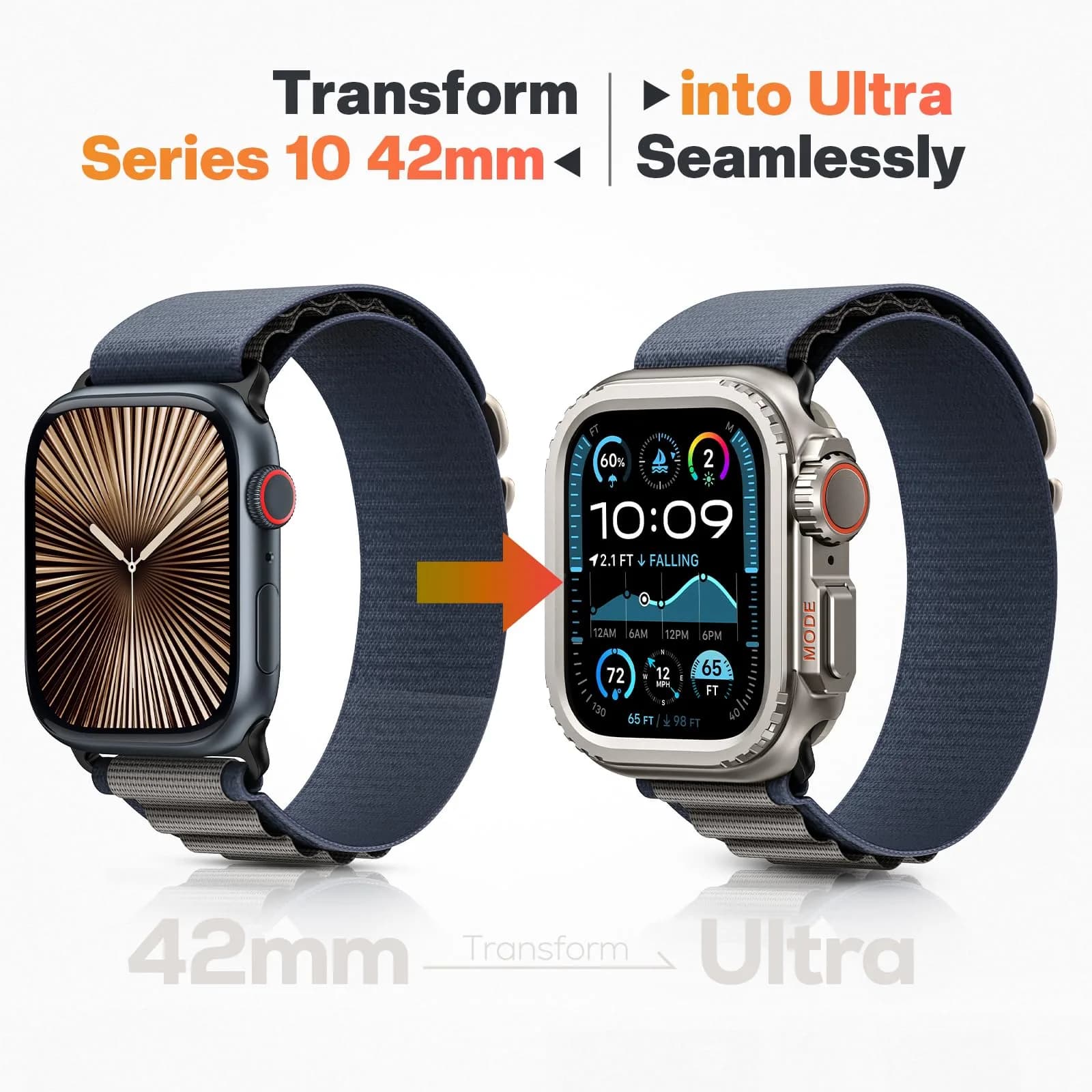 Goton Ultra-Look Metal Case for Apple Watch 42mm Series 6/5/4/SE | Compatible with 42mm/44mm Ultra-Style Conversion thumbnail 4