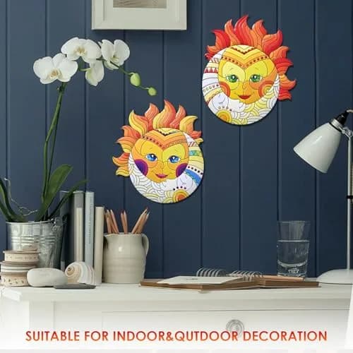 Yungeln Metal Sun Wall Art Decor 32.26cm (12.7 x 11 inches) | Vibrant Iron Hanging Art for Indoor & Outdoor Spaces thumbnail 4