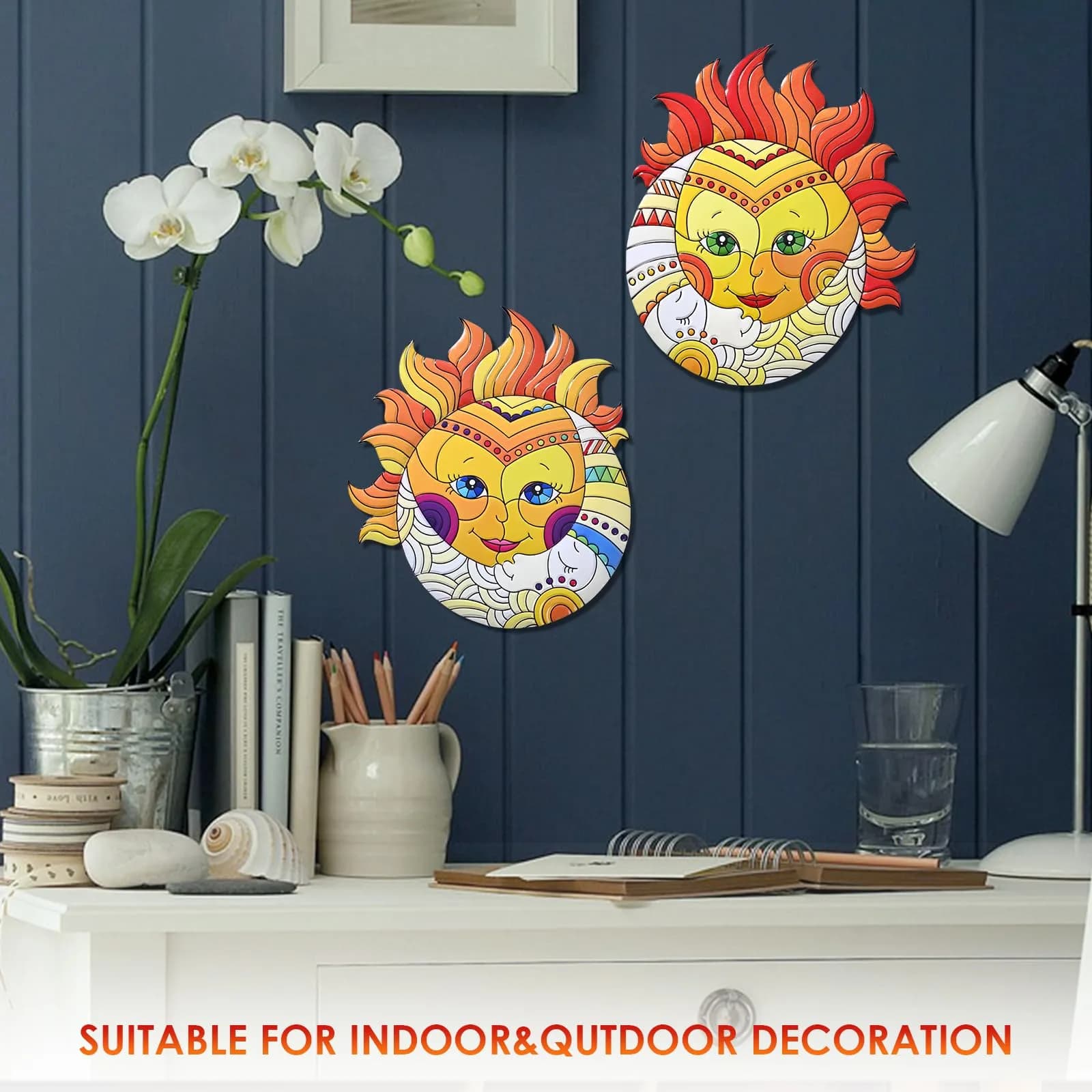 Yungeln Metal Sun Wall Art Decor 32.26cm (12.7 x 11 inches) | Vibrant Iron Hanging Art for Indoor & Outdoor Spaces - view 4