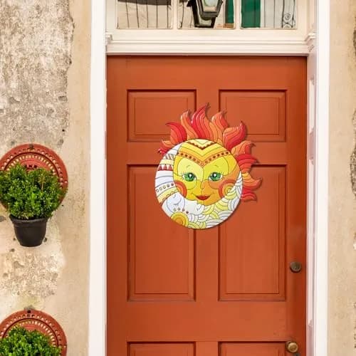 Yungeln Metal Sun Wall Art Decor 32.26cm (12.7 x 11 inches) | Vibrant Iron Hanging Art for Indoor & Outdoor Spaces thumbnail 6