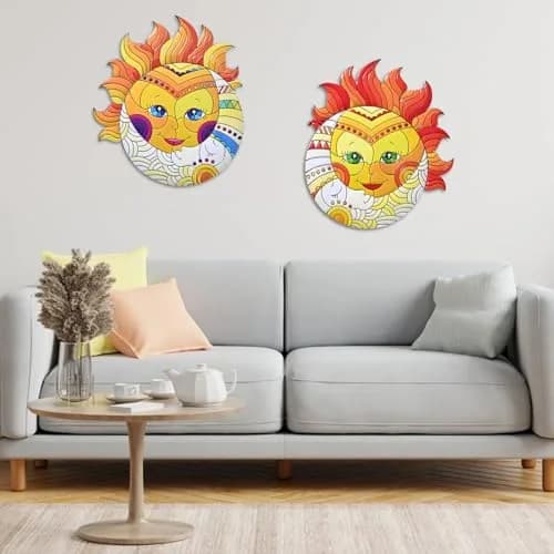 Yungeln Metal Sun Wall Art Decor 32.26cm (12.7 x 11 inches) | Vibrant Iron Hanging Art for Indoor & Outdoor Spaces thumbnail 3
